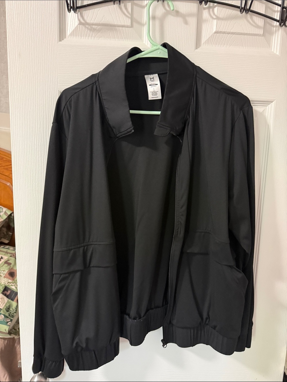 Black Women's Bomber Jacket with Utility Pockets and Jogger Pants